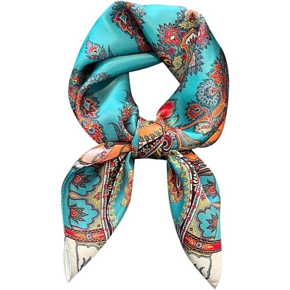 Pure Mulberry Classic Green Square Scarf Women Soft Head Neck Scarf Gift Packed